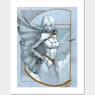 Power Girl (With Background) Posters and Art Prints Posters and Art